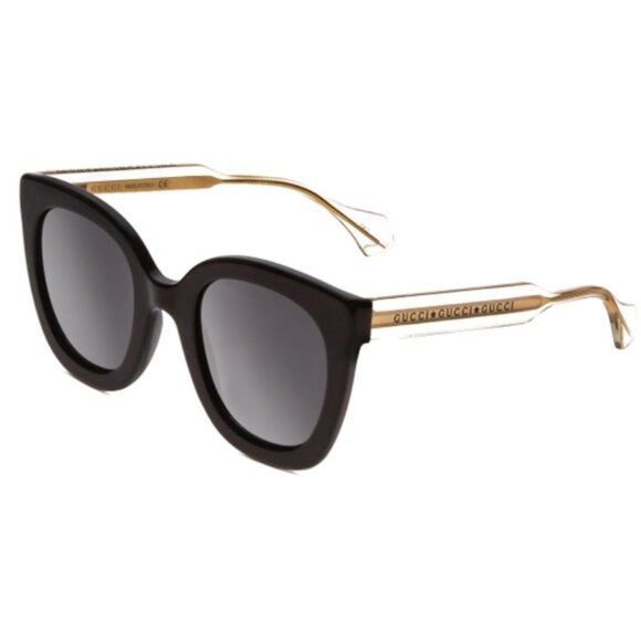 Gucci GG0564S Black/Crystal/Grey 001 Cat Eye Designer Sunglasses
